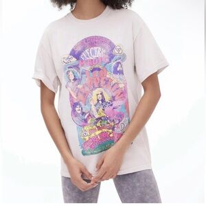 Led Zeppelin Pink Multicolored Retro Graphic Beige T-Shirt NWOT Size Small